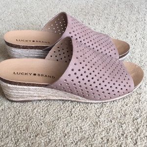 New Lucky Brand Slides 8.5 Ret $89 Wedge Heel